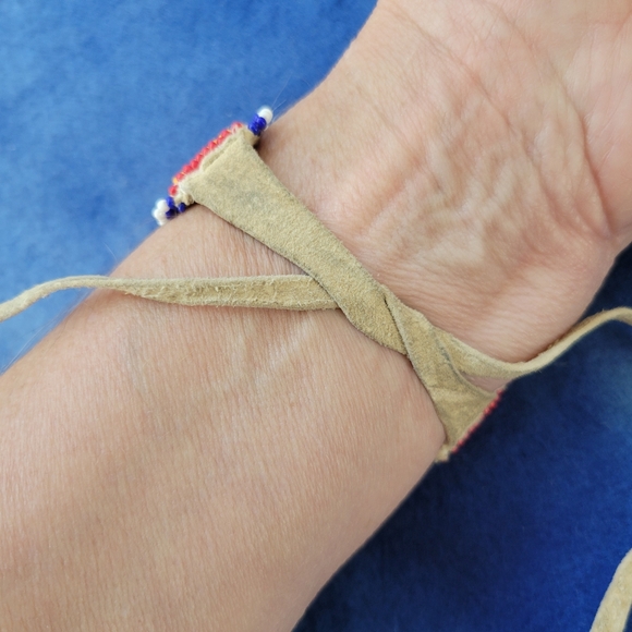 Southwestern Style Beaded Bracelet with Seude-style Ties - Picture 2 of 9